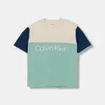 Dětské bavlněné tričko Calvin Klein Jeans tyrkysová barva, s potiskem, IB0IB02528
