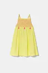 Dětské bavlněné šaty United Colors of Benetton žlutá barva, mini, 4M6BGV02G