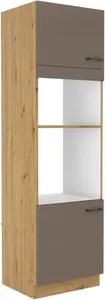 Vysoká skříňka pro vestavnou a mikrovlnou troubu Bolonia 60 DPM-210 2F Barva korpusu: Dub artisan, Barva dvířek: Truffle Grey