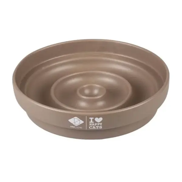 EBI D&D I LOVE HAPPY CATS Sue Keramická miska na pomalé jedenie pre mačky 750ml - 20x20x4,5cm hnedá