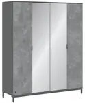 Čtyřdveřová šatní skříň se zrcadlem pluto - šedá