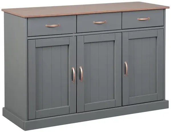 Široká kombinovaná komoda z masivu weston - šedá/hnědá