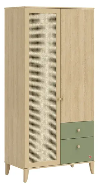 Dvoudveřová šatní skříň habitat - dub/zelená