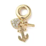 Brass Micro Pave Clear Cubic Zirconia European Dangle Charms