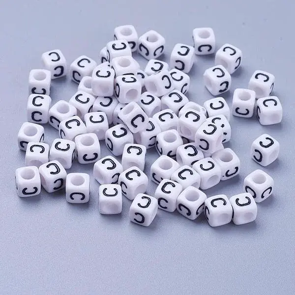 Acrylic Horizontal Hole Letter Beads