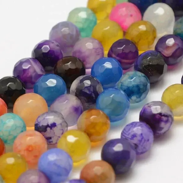 Faceted Natural Agate Beads Strands