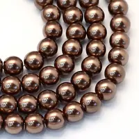 Baking Painted Pearlized Glass Pearl Round Bead Strands