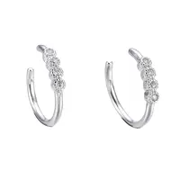 Brass Micro Pave Clear Cubic Zirconia Cuff Earrings