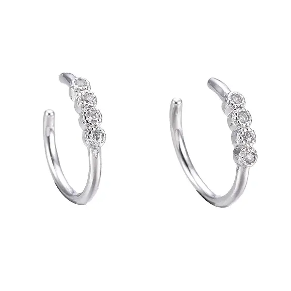 Brass Micro Pave Clear Cubic Zirconia Cuff Earrings