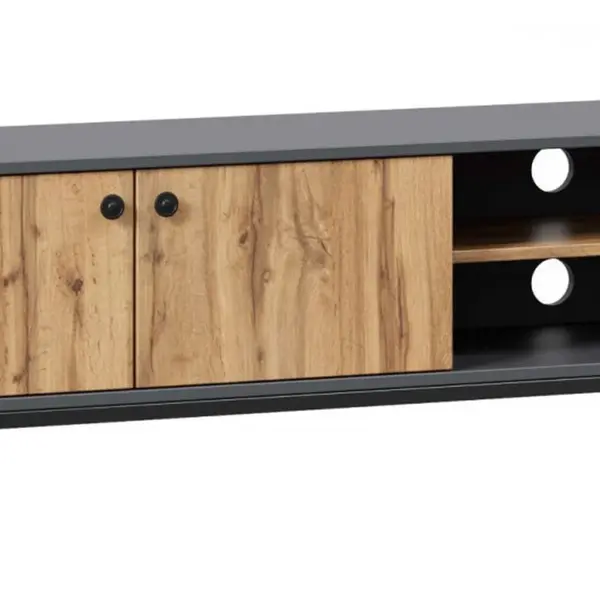 Televizní komoda trevor - dub wotan/šedá