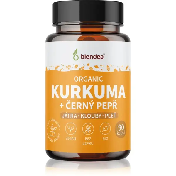 Blendea Organic Kurkuma + Piperin kapsle pro podporu zdraví jater 90 cps
