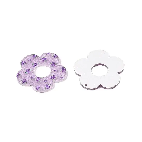 Flower Theme Printed Acrylic Pendants