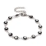 Enamel Oval with Evil Eye Link Chains Bracelet