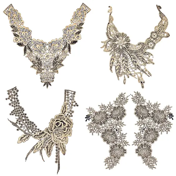 4 Style Flower Pattern Polyester Computerized Embroidered Appliques