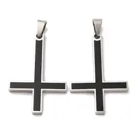 304 Stainless Steel Saint Peter's Cross Pendants