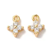 Brass Micro Pave Clear Cubic Zirconia Charms