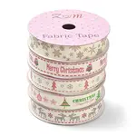 5 Rolls 5 Patterns Single Face Printed Cotton Satin Ribbons