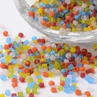 8/0 Transparent Colors Frosted Round Glass Seed Beads