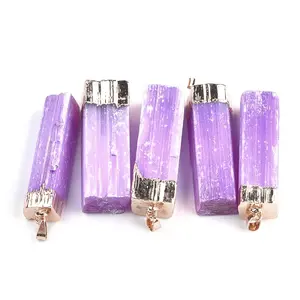 Electroplate Natural Selenite Big Pendants