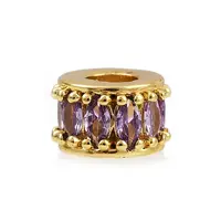 Column Rack Plating Brass Cubic Zirconia European Beads