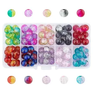 Round Transparent Crackle Glass Beads