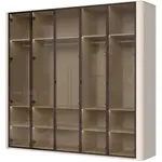 Pětidveřová šatní skříň s osvětlením a prosklenými dveřmi renfri -