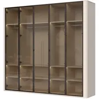 Pětidveřová šatní skříň s osvětlením a prosklenými dveřmi renfri -