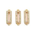 Brass Micro Pave Clear Cubic Zirconia Hollow Rectangle Connector Charms
