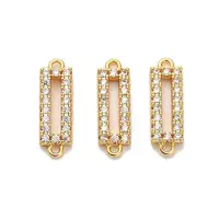 Brass Micro Pave Clear Cubic Zirconia Hollow Rectangle Connector Charms