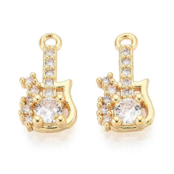 Brass Micro Pave Clear Cubic Zirconia Pendants