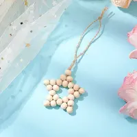 Star Natural Unfinished Wood Beaded Pendant Decorations