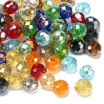 Electroplate Faceted Rondelle AB Color Plated Transparent Glass Beads
