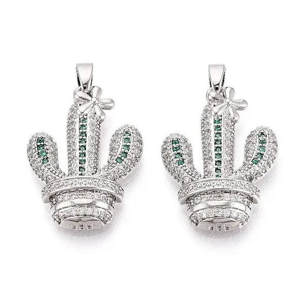 Brass Micro Pave Cubic Zirconia Pendants