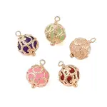 Brass Round Charms with Glass