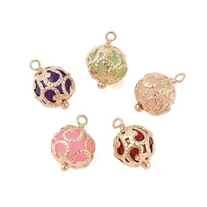 Brass Round Charms with Glass