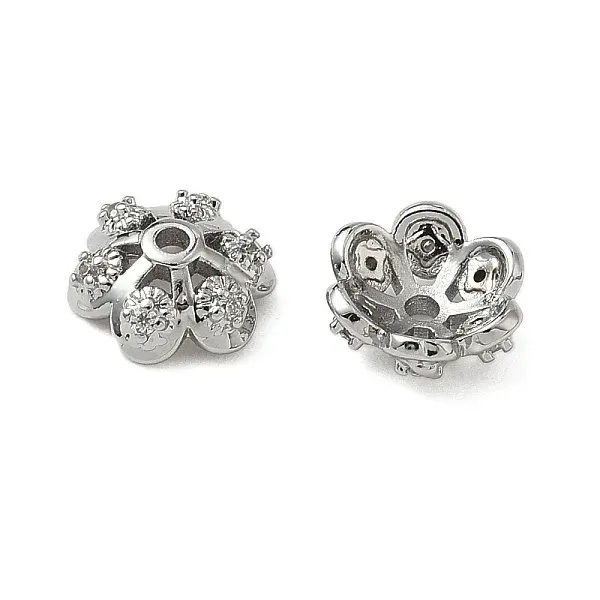 Brass Micro Pave Clear Cubic Zirconia Bead Caps