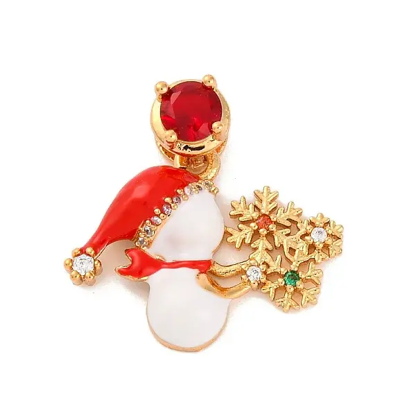 Christmas Theme Brass Micro Pave Cubic Zirconia Pendants