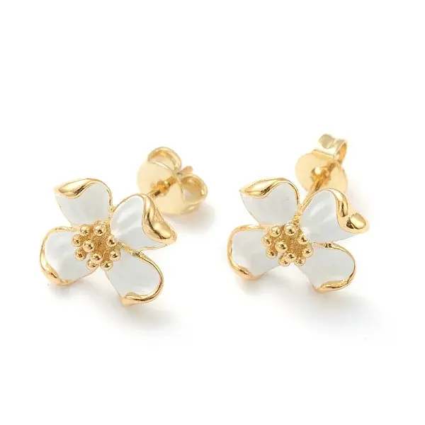 Brass Enamel Stud Earrings