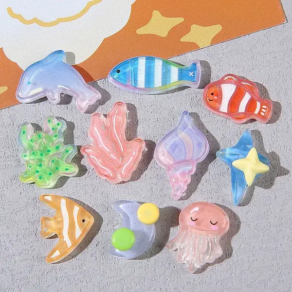 Ocean Theme Opaque Resin Cabochons