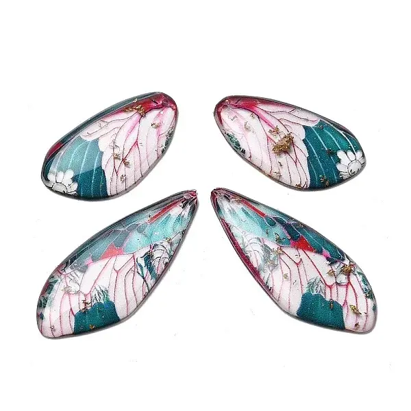 4Pcs Transparent Epoxy Resin Butterfly Wings Pendants