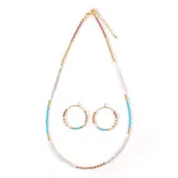Bohemian Style Glass Beaded Hoop Earrings & Necklaces Sets for Women