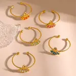 304 Stainless Steel Micro Pave Cubic Zirconia Adjustable Cuff Rings