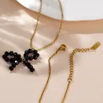 Glass Beaded Bowknot Pendant Necklaces