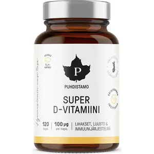 Puhdistamo Super Vitamin D 4000 IU kapsle pro normální funkci imunitního systému, stav kostí, zubů a činnost svalů 120 cps