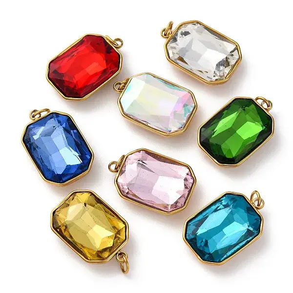 316 Stainless Steel Faceted Glass Pendants