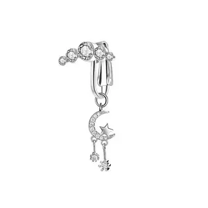 Brass Pave Clear Cubic Zirconia Clip on Belly Rings