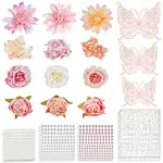 46Pcs 17 Style Cloth Rose Flower