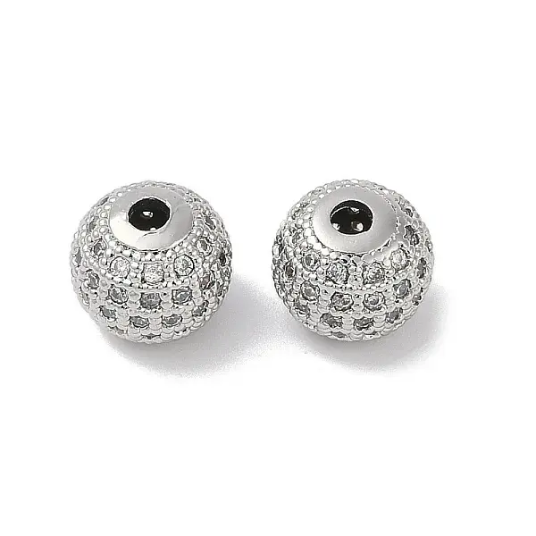 Brass Pave Clear Cubic Zirconia Beads