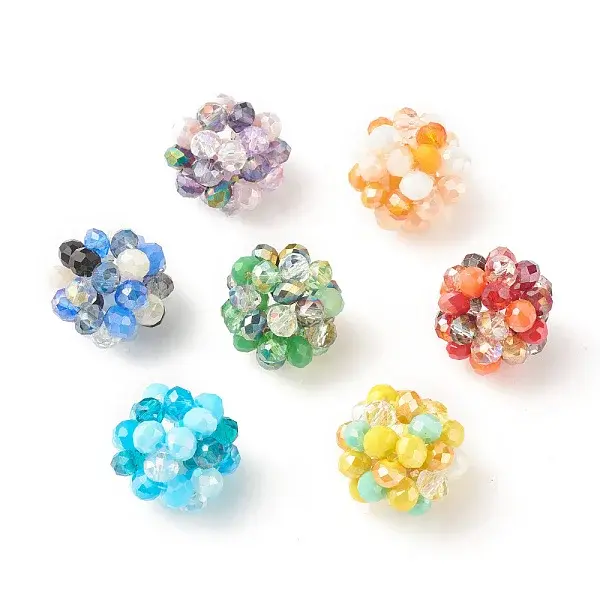 7Pcs 7 Colors Electroplated Glass Woven Beads