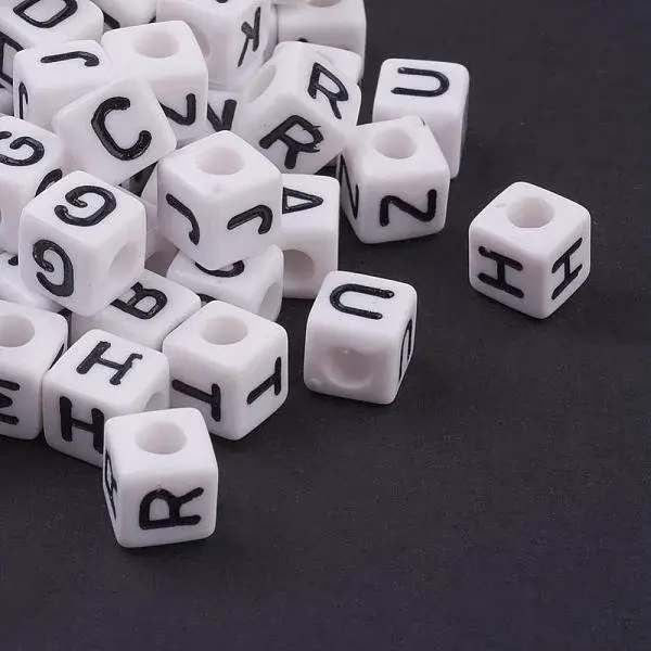 Acrylic Horizontal Hole Letter Beads